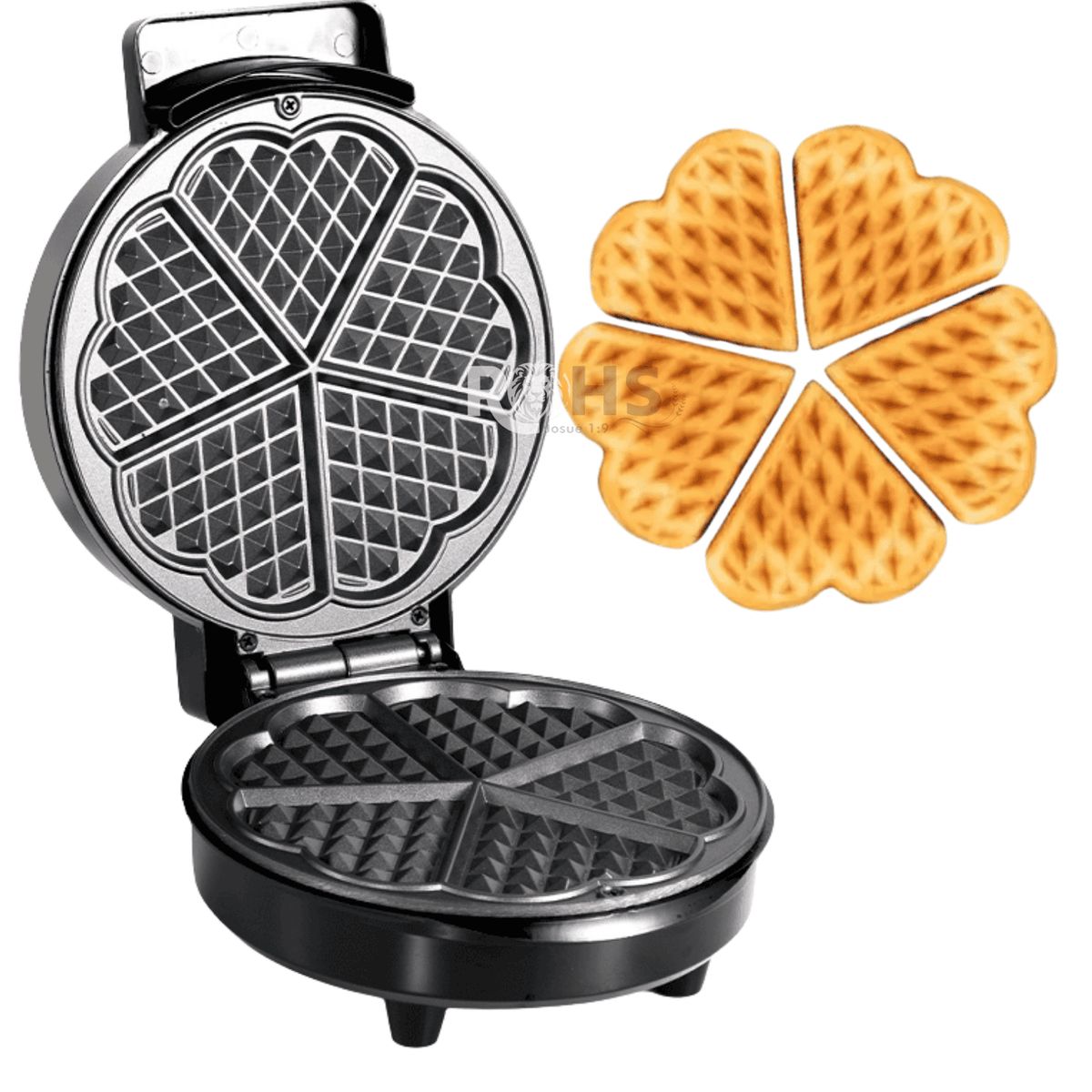 OEM - Wafflera Eléctrica RAF 1000W Antiadherente Con Diseño De Corazón 5 Secciones