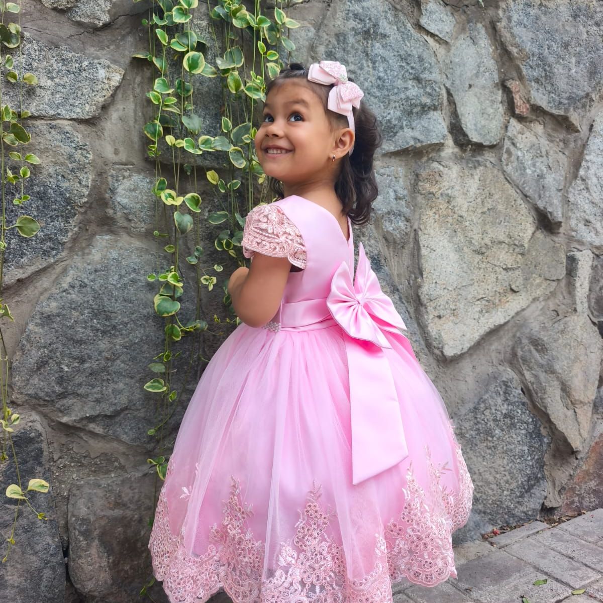 BANNITAS - VESTIDO DE FIESTA PARA NIÑAS PRINCESA ROSADO T12M