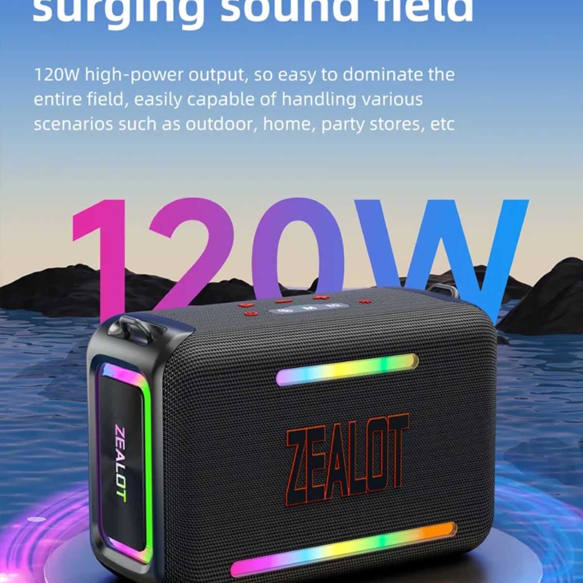 ZEALOT - PARLANTE ZEALOT S95 NEGRO - 120W Y 36HRS