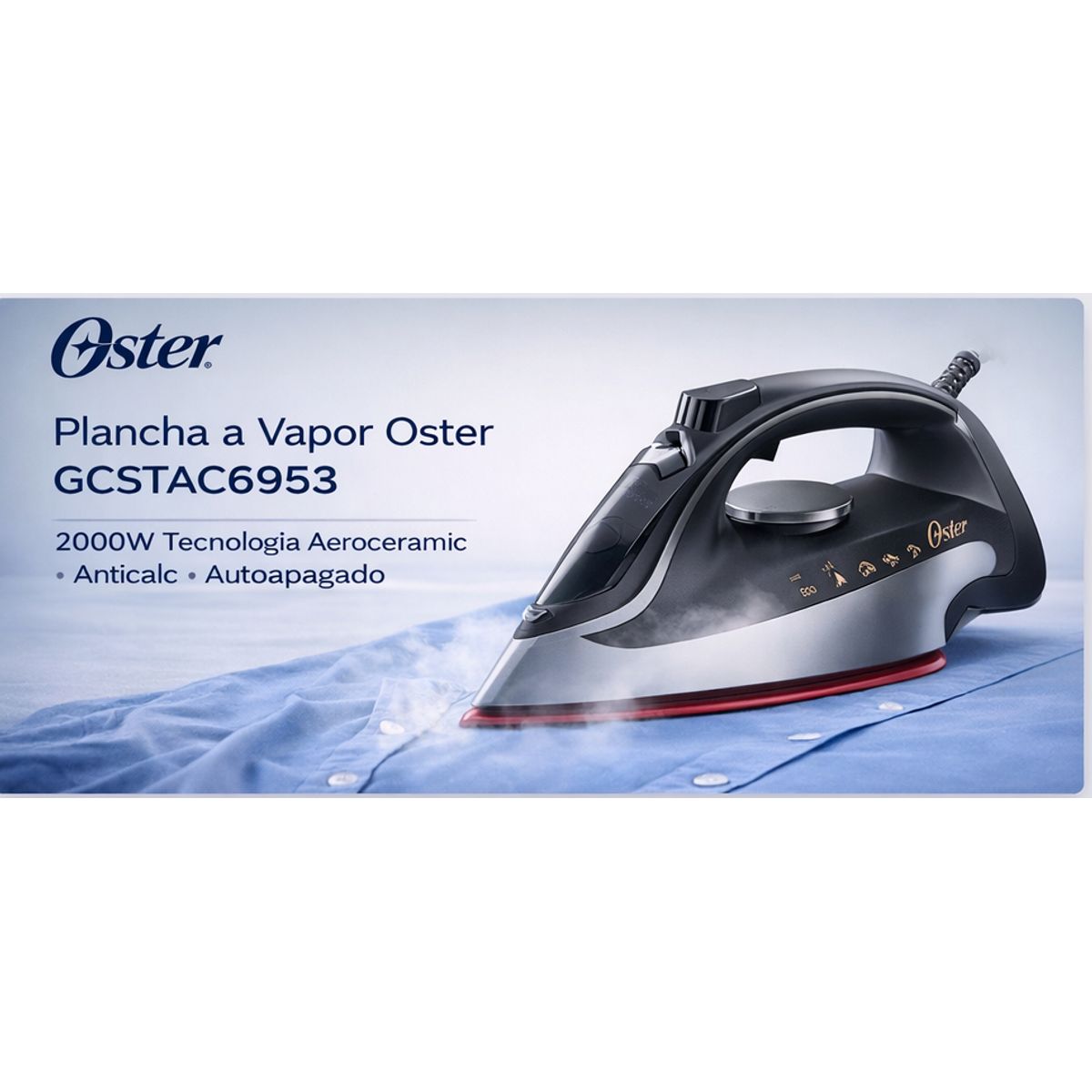 OSTER - Plancha a Vapor Oster GCSTAC6953 2000W Tecnología Aeroceramic Anticalc Autoapagado