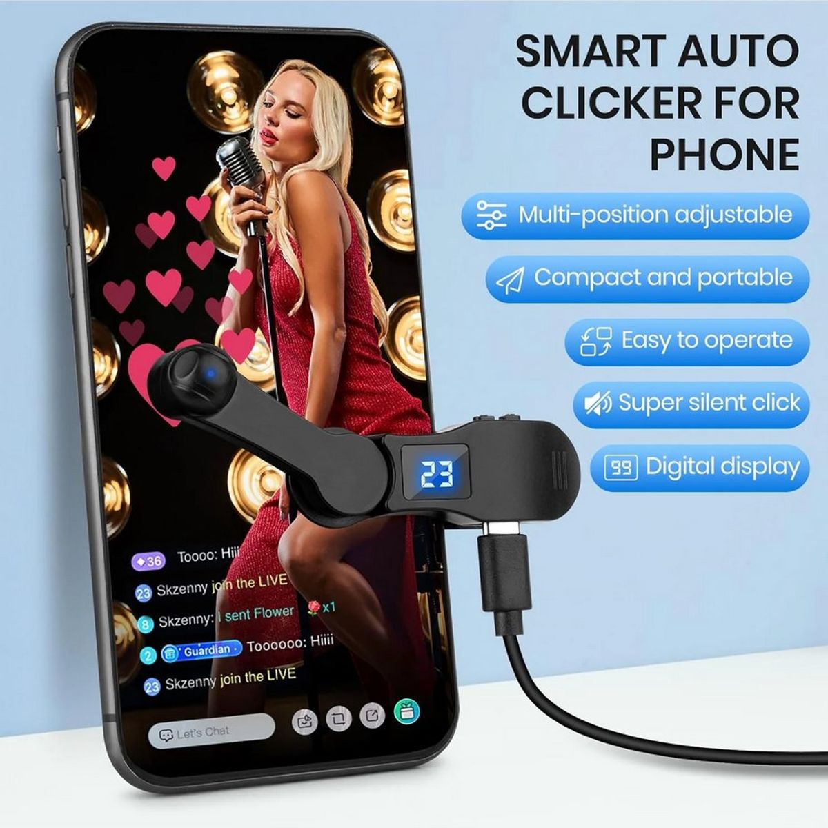 OEM - Clicker Tap Tap Like Automatico - Compatible con Facebook, Youtube, Tiktok