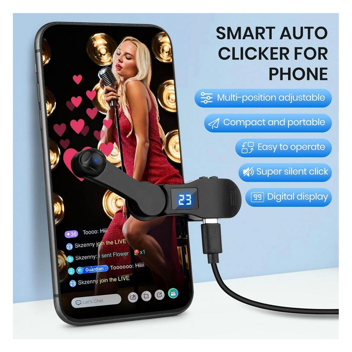 OEM - Clicker Tap Tap Like Automatico - Compatible con Facebook, Youtube, Tiktok