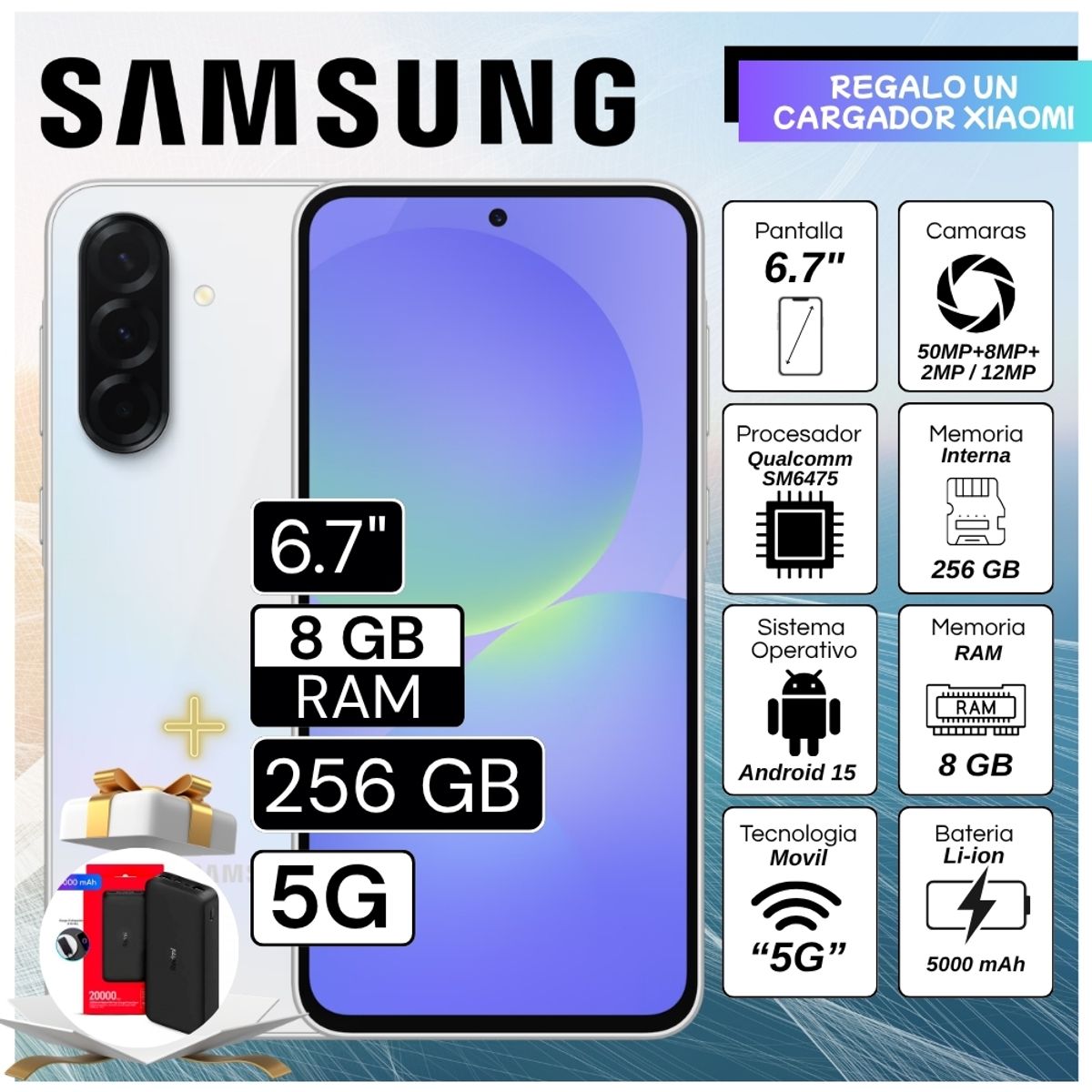SAMSUNG - Celular Samsung Galaxy A36 5G  6.7"  Pulg. 8GB RAM 256GB Android 15 - Gris