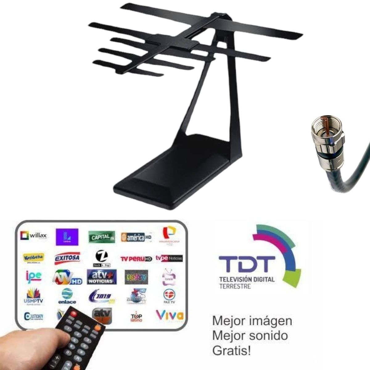 OEM - Antena de Aire Digital TDT Potente - Olvídate del Cable y Mira Canales HD Gratis