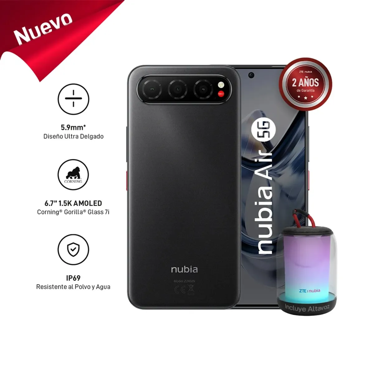 ZTE - Celular Zte Nubia Air 8GB + 256GB Negro