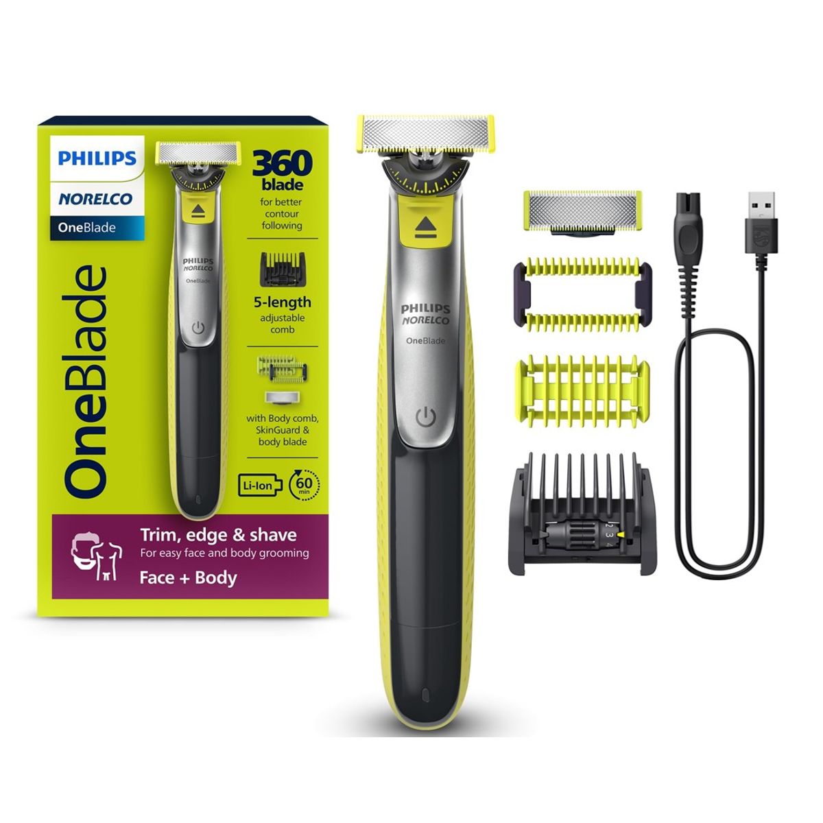 Rasuradora Afeitadora Philips Norelco OneBlade 360° QP2834 - 7 Piezas, marca PHILIPS - Foto Principal