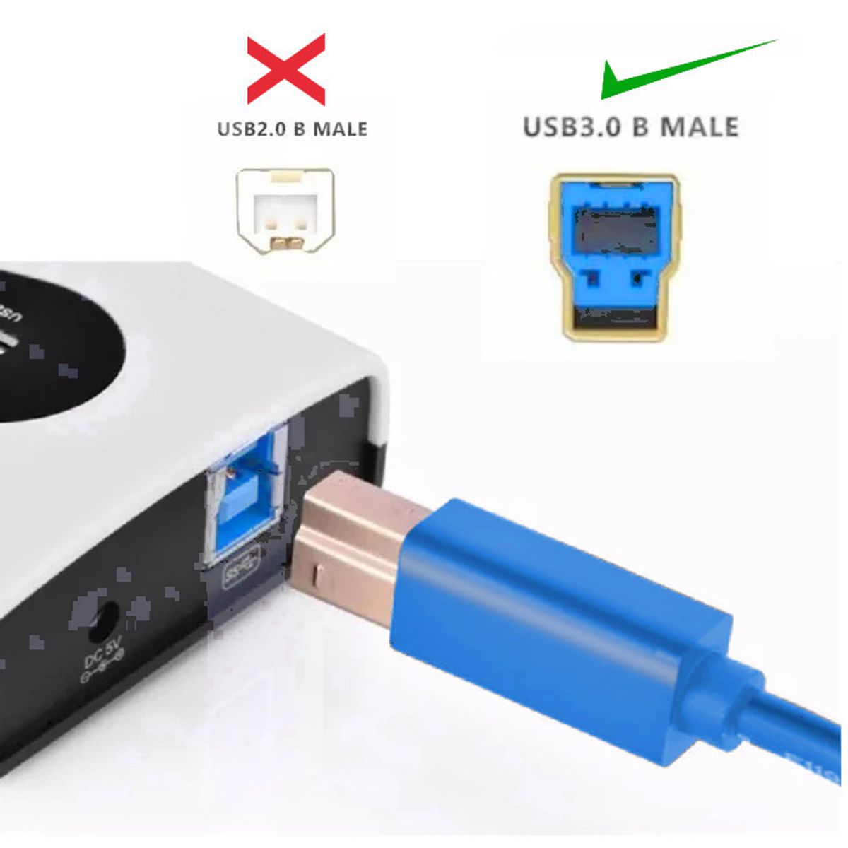 Cable USB 3.0 Impresora Tipo B Azul  HP 6701dn, Epson T2170/F570, Xerox, marca GENERICO - Foto 2