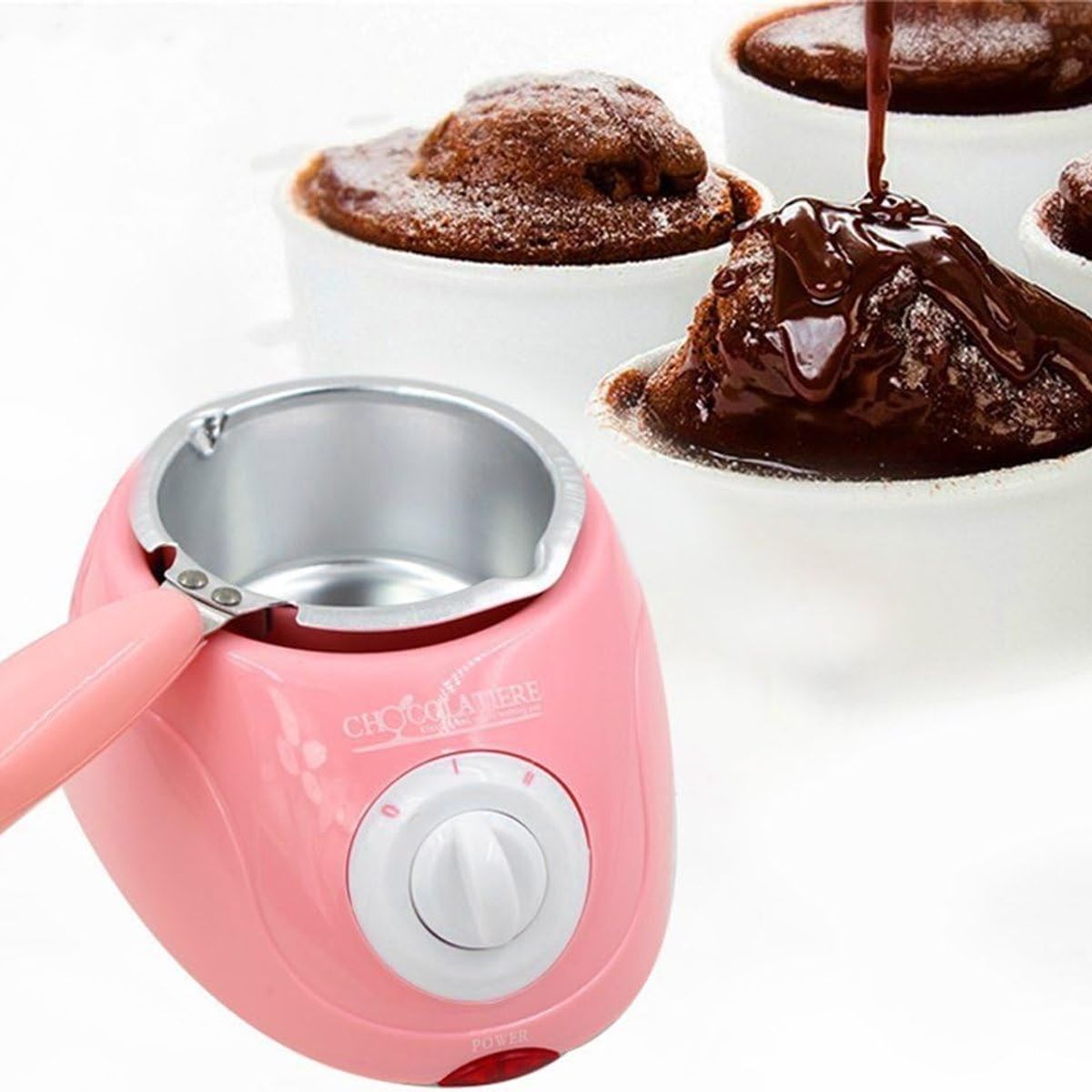 OEM - Set Chocolatera Eléctrica Chocolatiere Amarilla Funde, Moldea y Crea Postres Deliciosos
