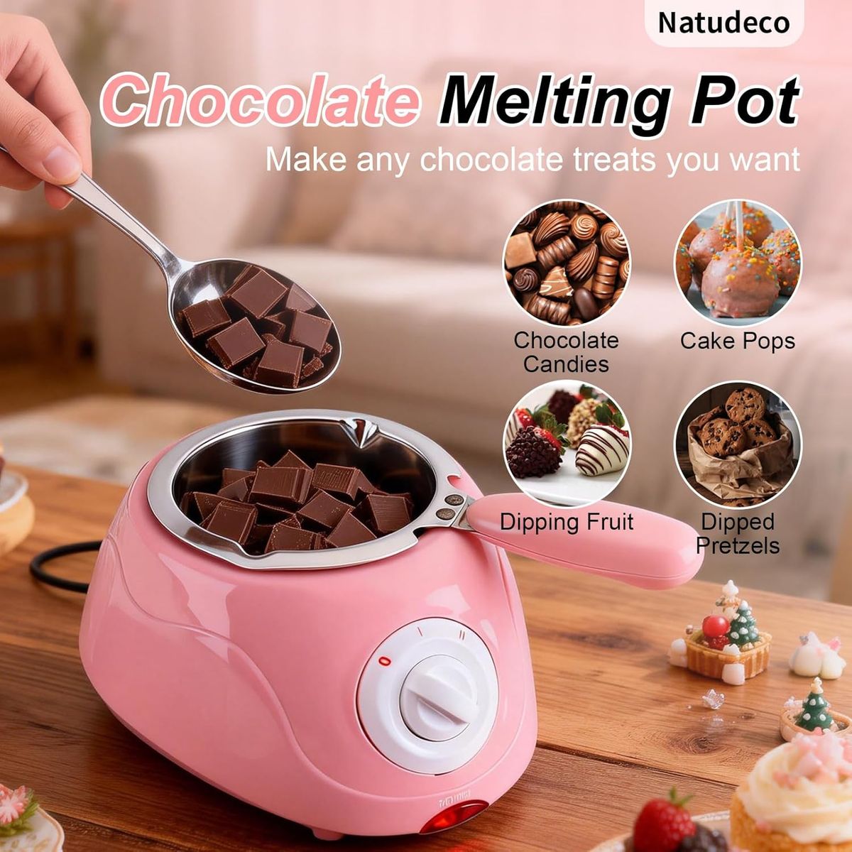OEM - Chocolatera Eléctrica Chocolatiere Amarilla - Fundidor de Chocolate y Fondue Profesional