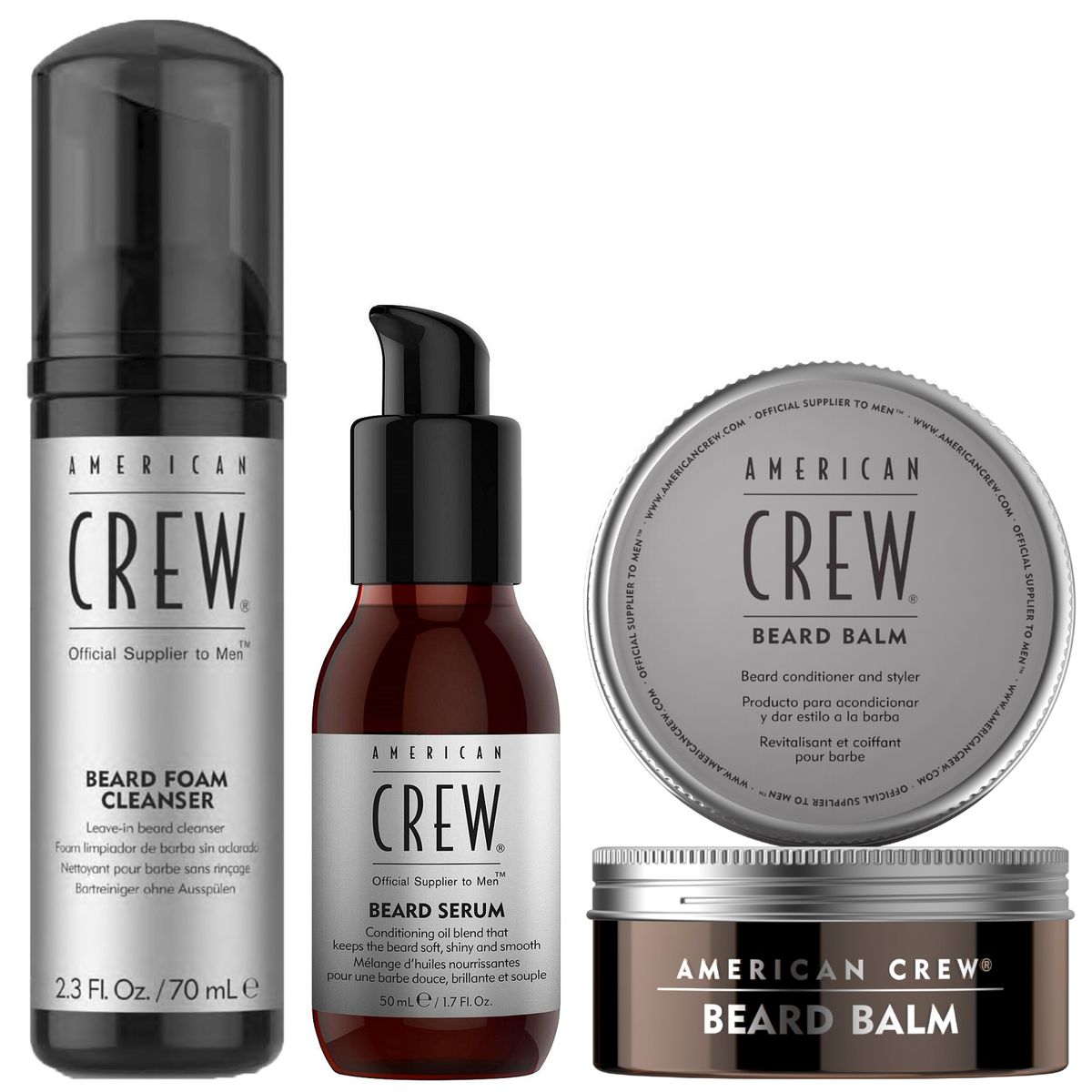 AMERICAN CREW - Pack para Barba Espuma Beard Foam Cleanser + Aceite Beard Serum + Cera Beard Balm American Crew Men