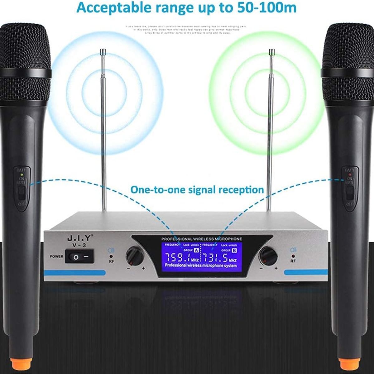 OEM - Micrófono Inalámbrico Dual XY-V-3 Stereo Hi-Fi - Sistema Profesional UHF de Largo Alcance