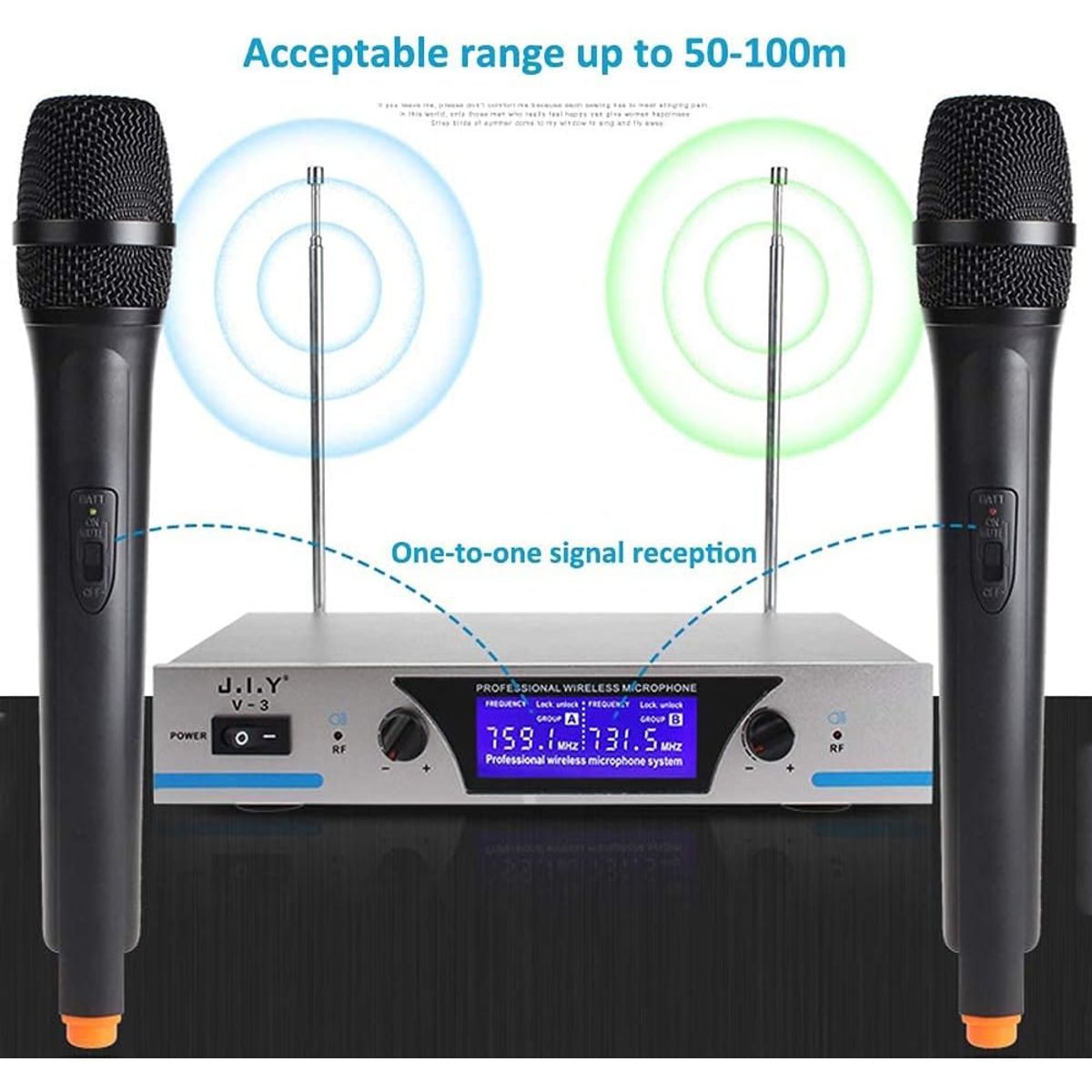 OEM - Micrófono Inalámbrico Dual XY-V-3 Stereo Hi-Fi - Sistema Profesional UHF de Largo Alcance