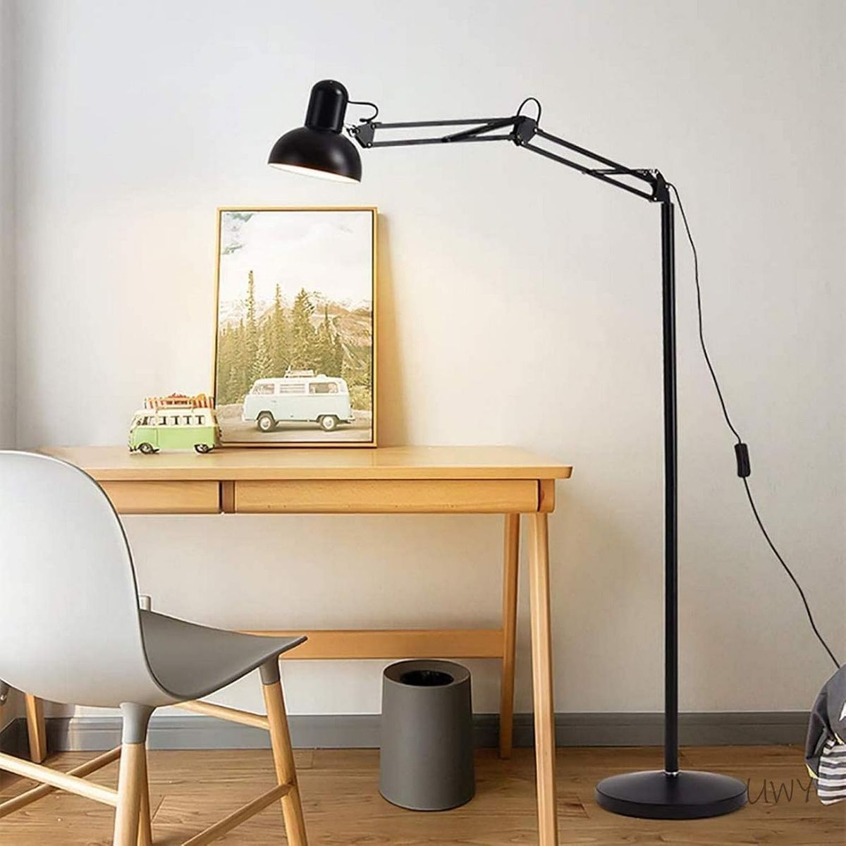 OEM - Lámpara de Pie Articulada 170cm Negra - Foco Ajustable 330° Estilo Arquitecto para Oficina