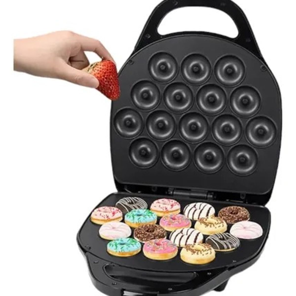 OEM - Set de Mini Donas Eléctrico 1400W - Placas Antiadherentes para 16 Rosquillas en Minutos
