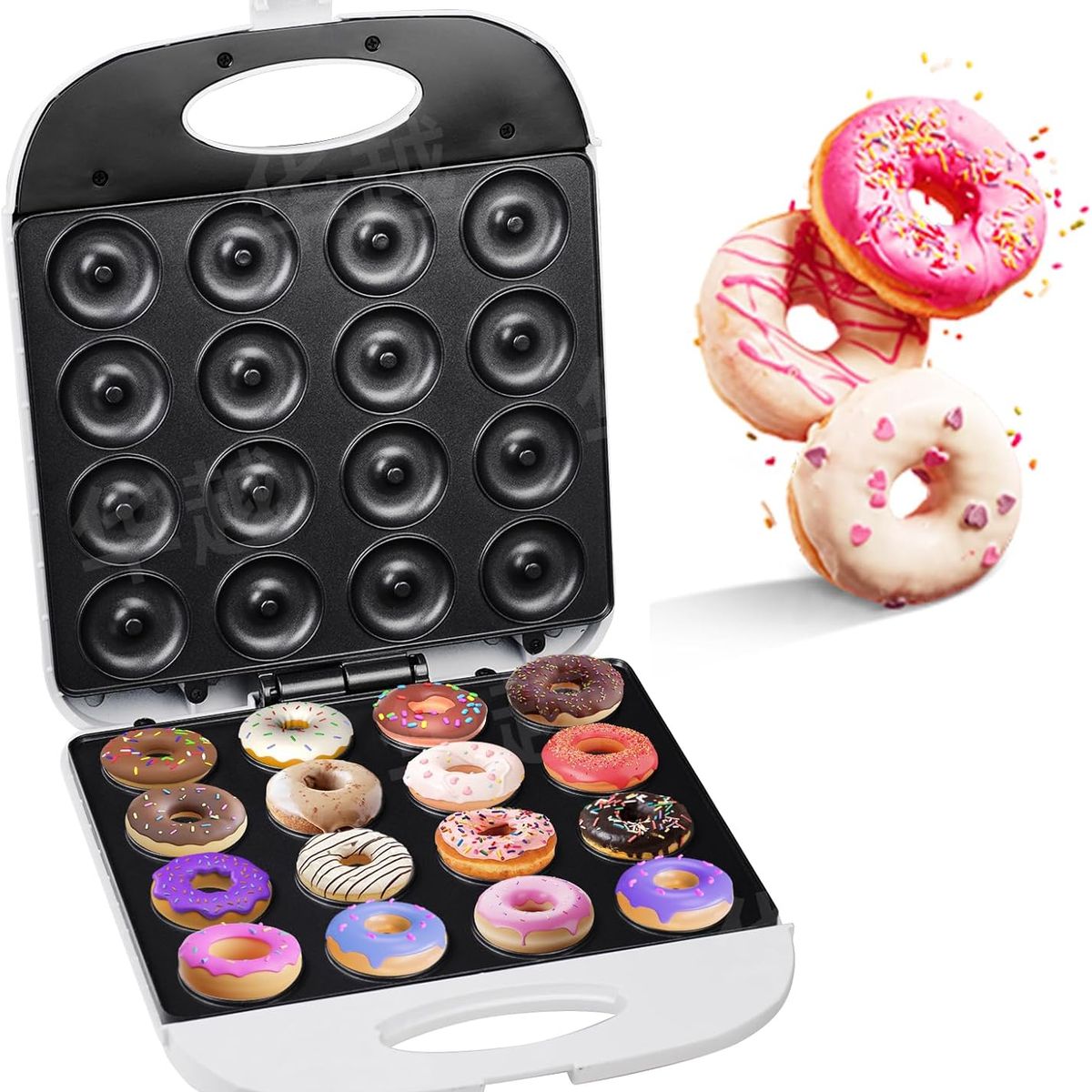 OEM - Set de Mini Donas Eléctrico 1400W - Placas Antiadherentes para 16 Rosquillas en Minutos