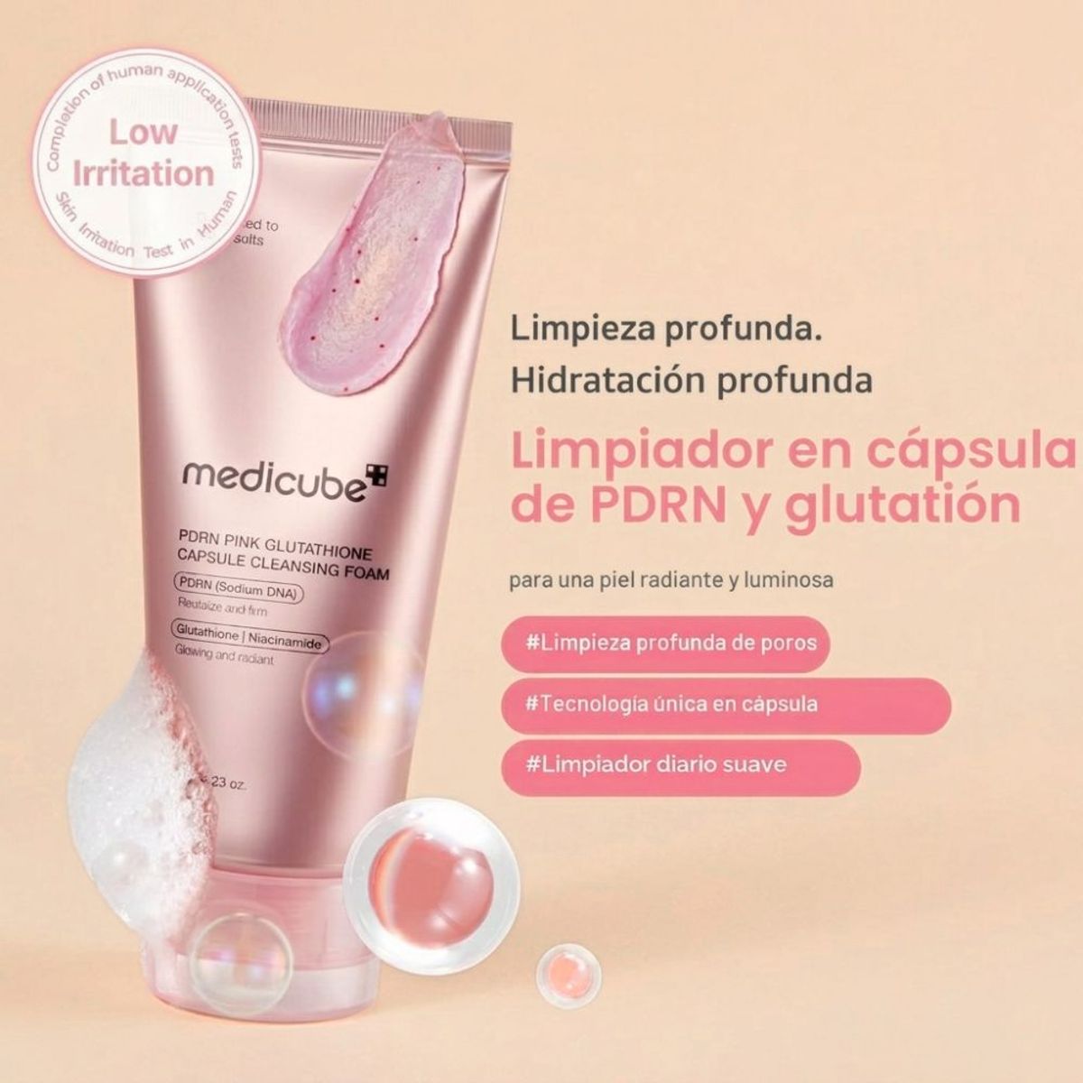 MEDICUBE - Medicube PDRN Pink Glutathione Capsule Cleansing Foam 120g Espuma Limpiadora