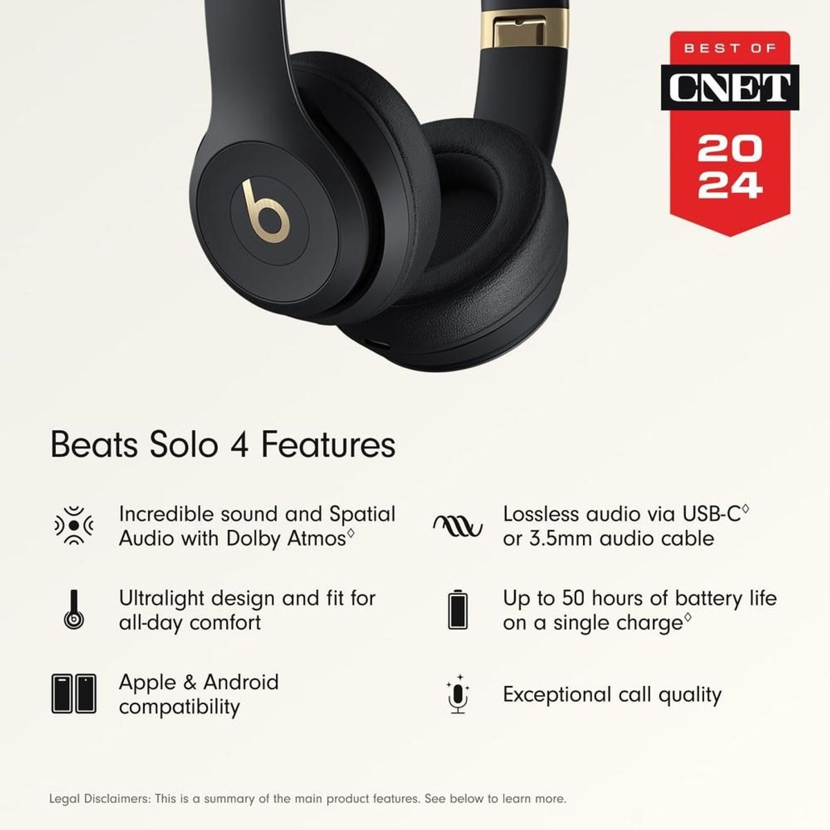 BEATS - AUDÍFONOS BEATS SOLO 4 BLUETOOTH - NEGRO DORADO