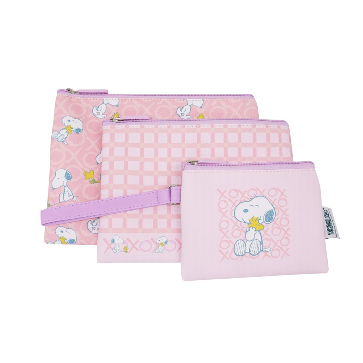SNOOPY - Set de Estuches x3 Snoopy Peanuts Rosado