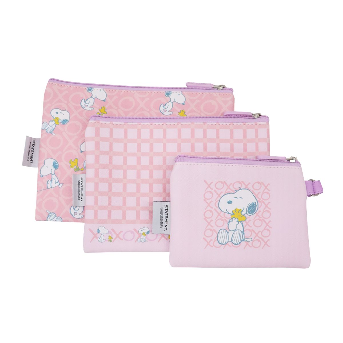 SNOOPY - Set de Estuches x3 Snoopy Peanuts Rosado
