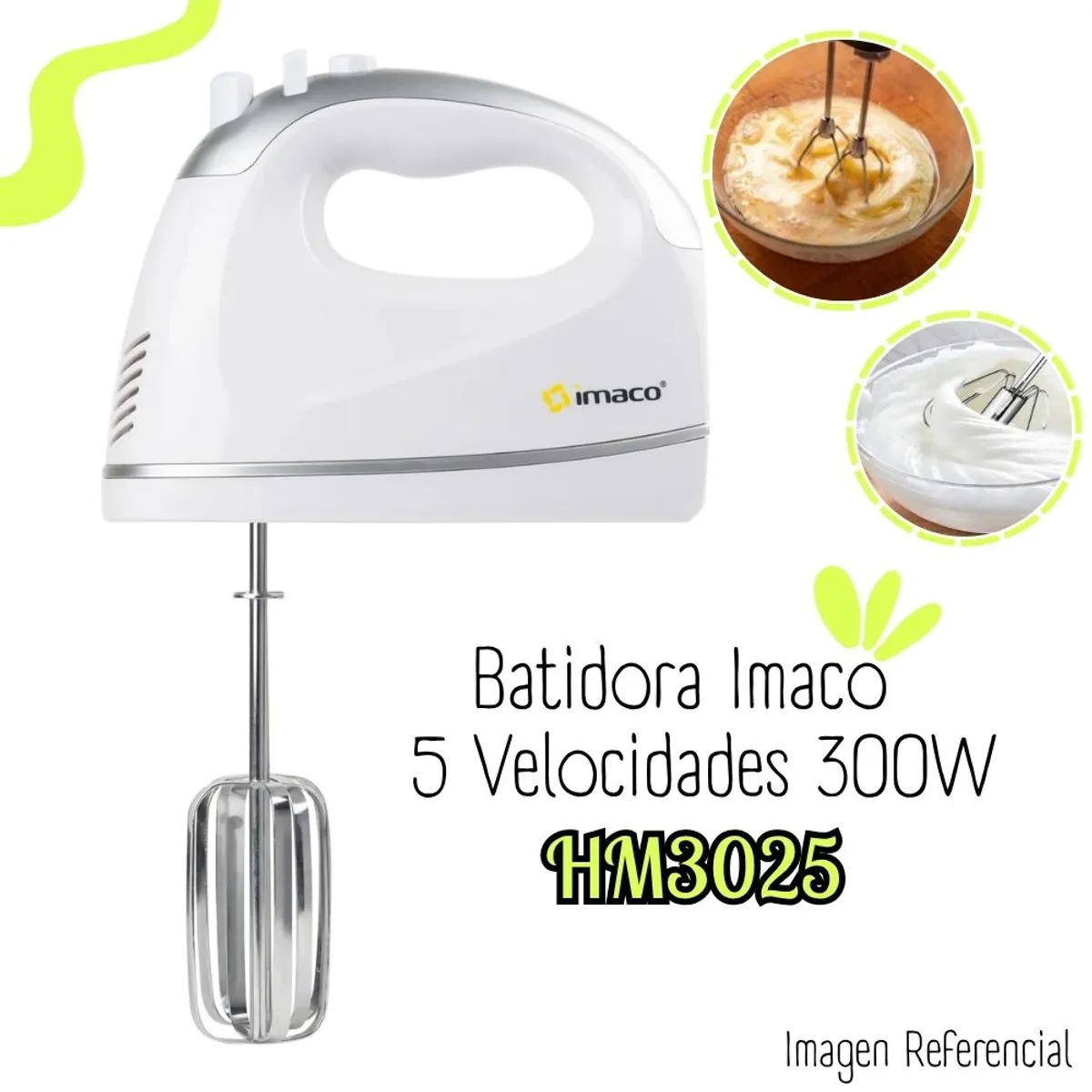 IMACO - Batidora Imaco Manual HM3025 300 watts - BLANCO