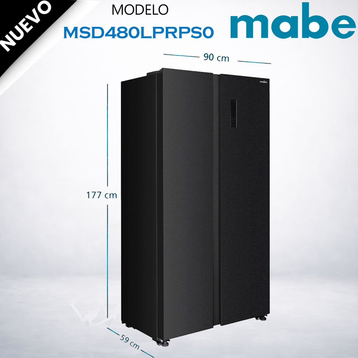 MABE - MSD480LPRPS0 - Refrigerador Side by Side No Frost 436 litros Netos Black Steel Mabe