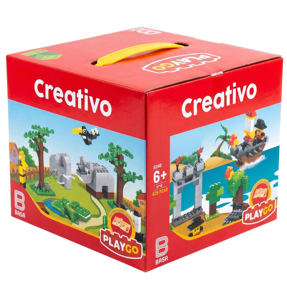 Basa - PLAYGO 9710 Clásicos Bloques de Construcción Basa Original 625 Piezas Creativo Granja Jungla Piratas