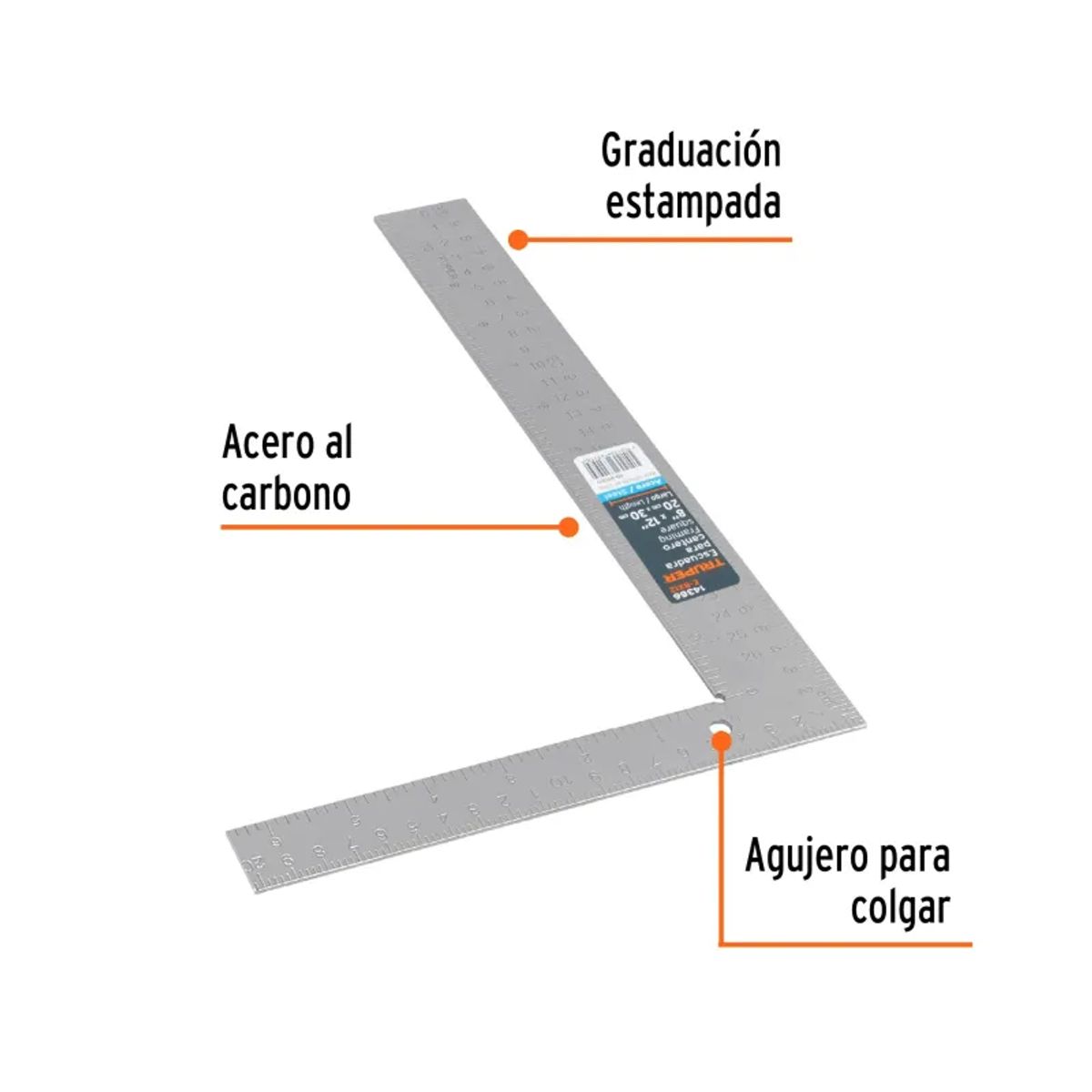 TRUPER - Escuadra 8x12 de acero para cantero, TRUPER - 14386