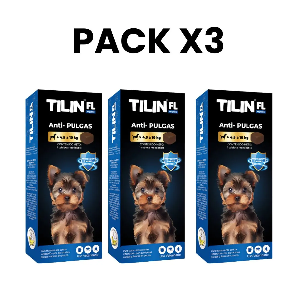 Pack X3 Tilin 4.5 A 10kg Antipulgas Con Hepatoprotector, marca PLOP - Foto Principal