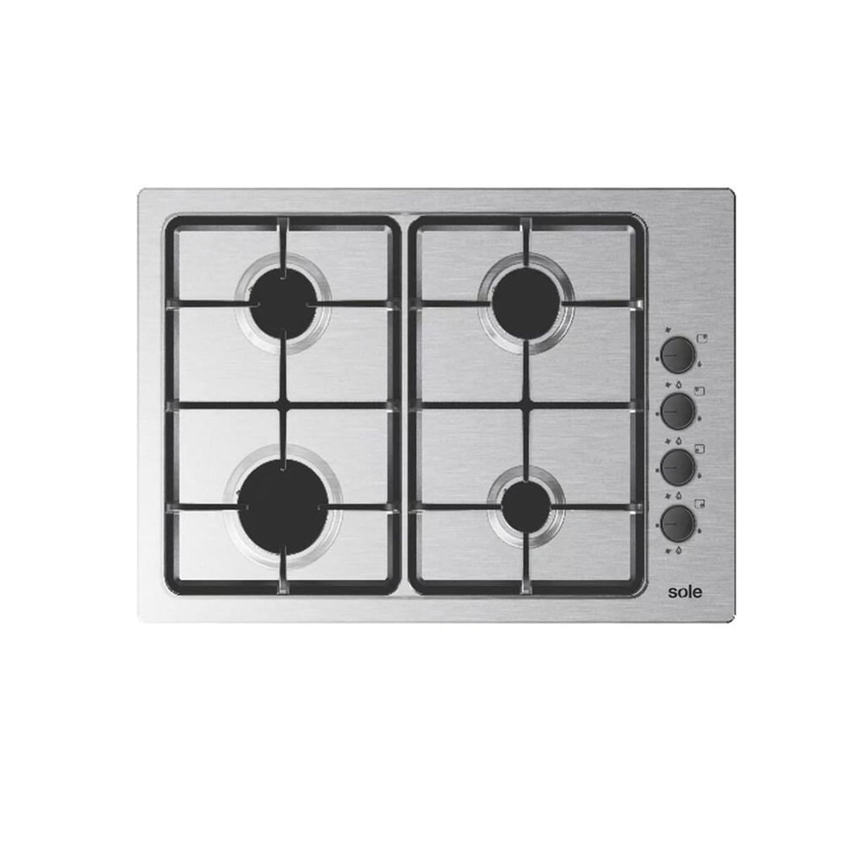 SOLE - Encimera a Gas 4 Quemadores 65cm Acero Inox SOLCO048V2