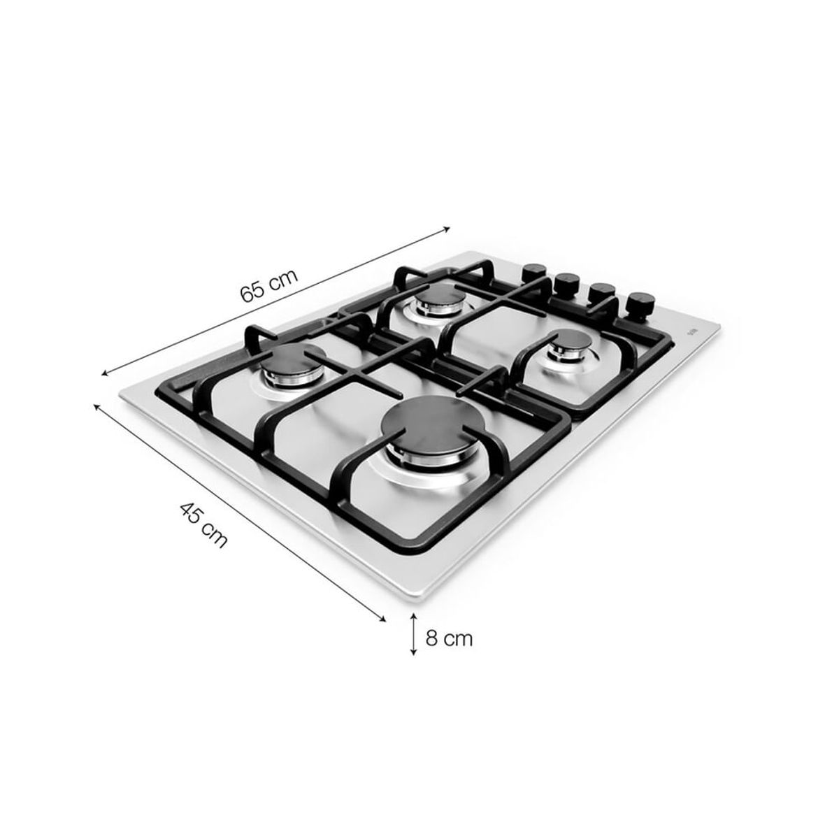 SOLE - Encimera a Gas 4 Quemadores 65cm Acero Inox SOLCO048V2