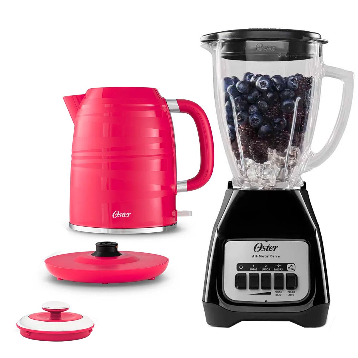 OSTER - Licuadora Oster BLSTKAGBPB 1.5 Litros Hervidor de 1.7 Litros Color Sandia