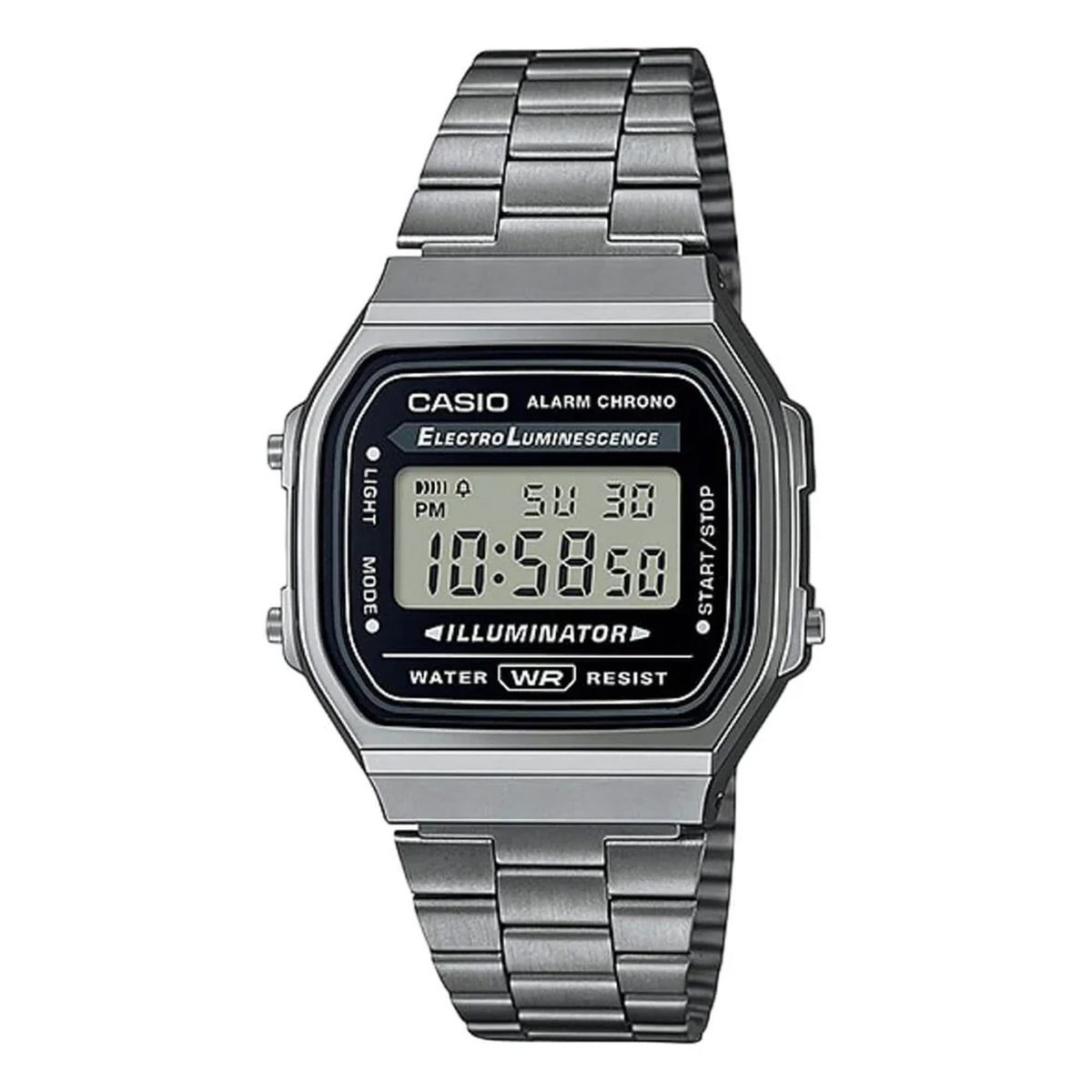 CASIO - A168  RELOJ CASIO ORIGINAL DE ACERO PLATEADO DIGITAL  CAS-272