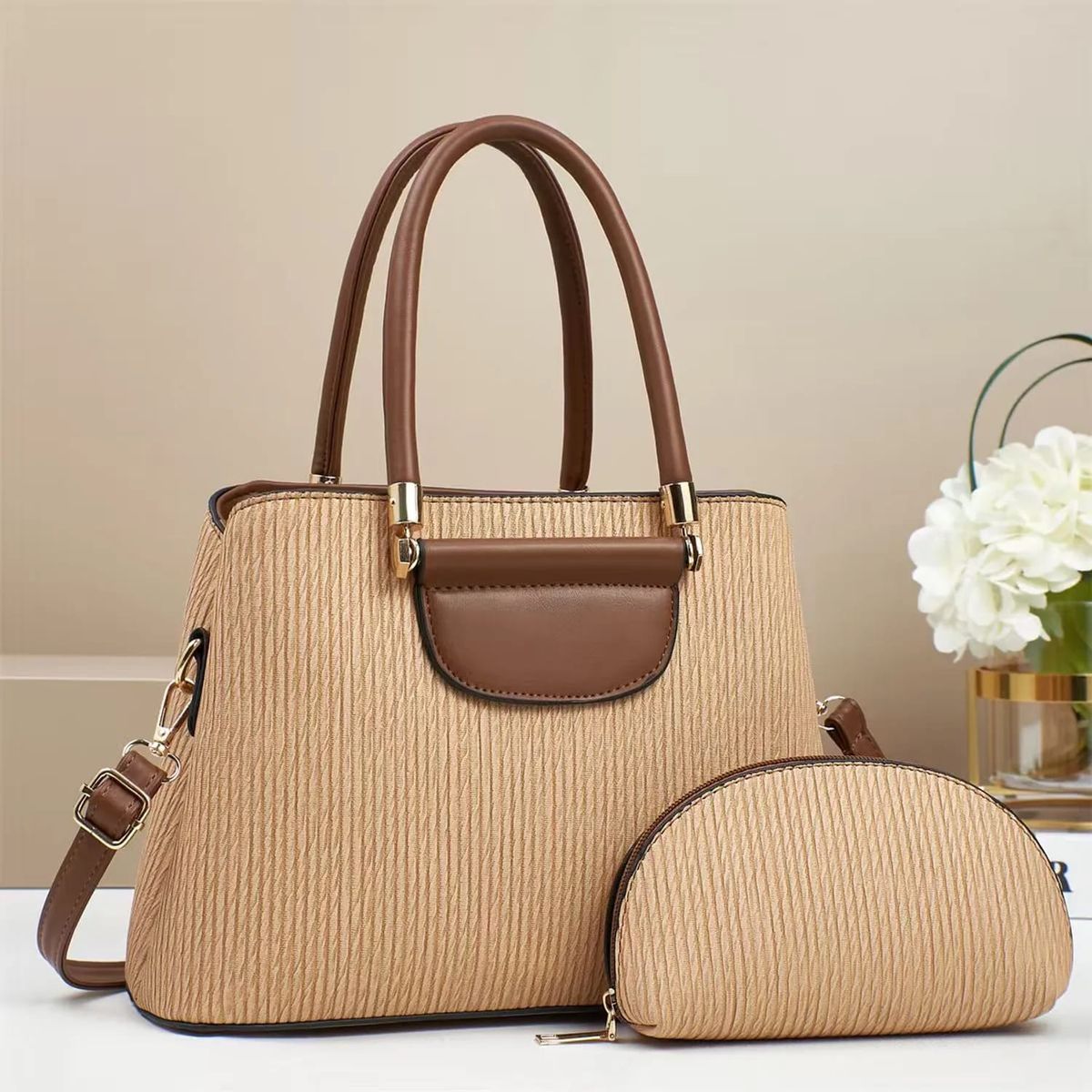 GENERICO - CARTERA BOLSA  DE 2 PIEZAS ELEGANTE PARA DAMA