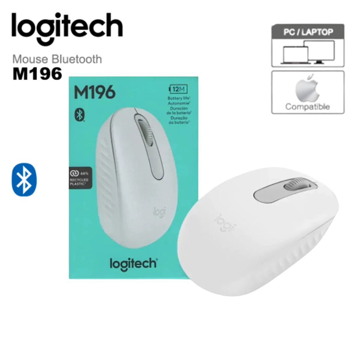 LOGITECH - Mouse Logitech M196 Bluetooth BLANCO
