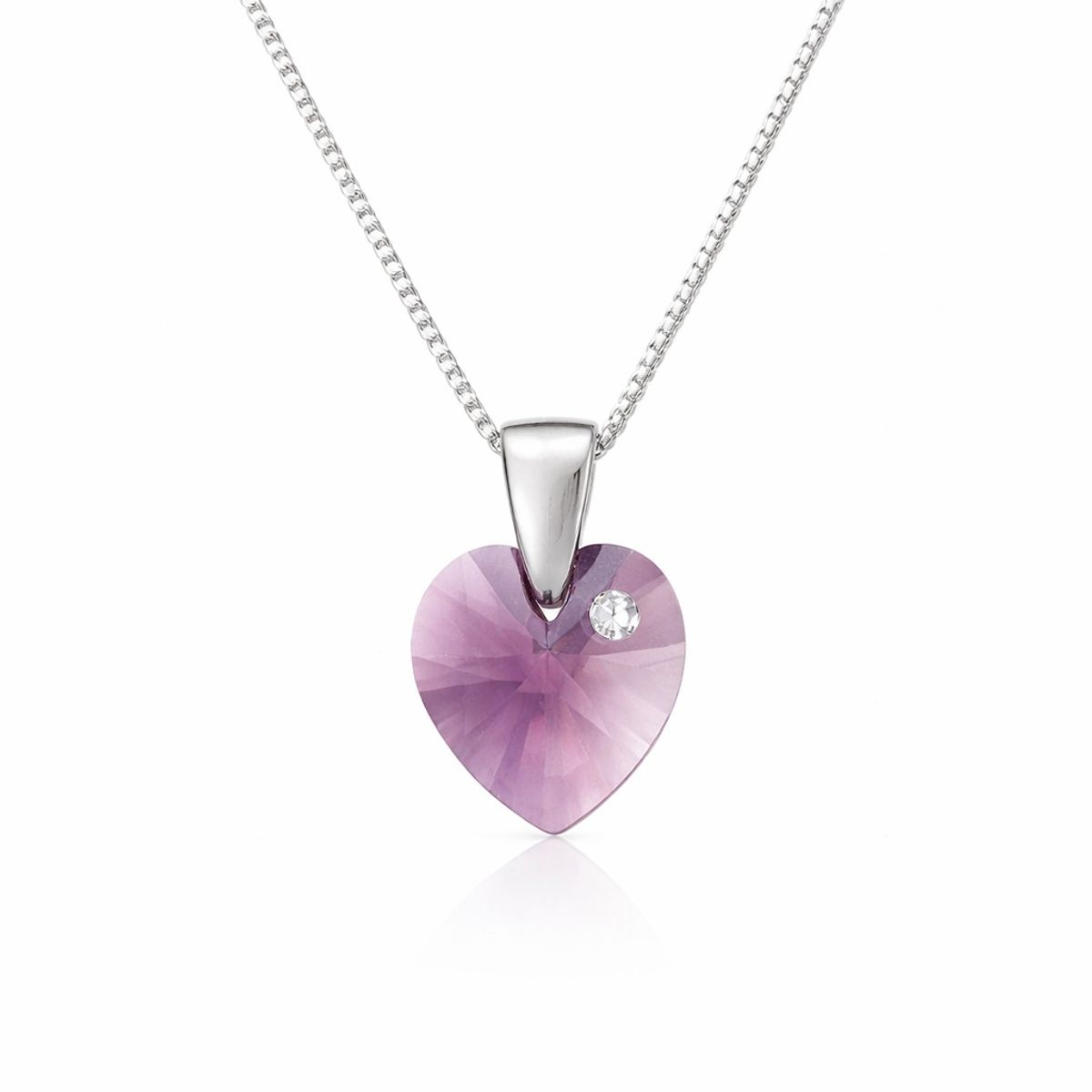 FERNANDA ROMERO JOYAS Y ACCESORIOS - Collar - Corazón  Amatista Blend - Paz Interior - Cristal Austriaco y Plata nacional