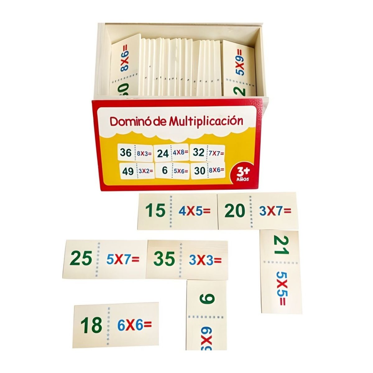 GENERICO - Pack Dominós Números y Multiplicación Montessori de Madera Didácticos