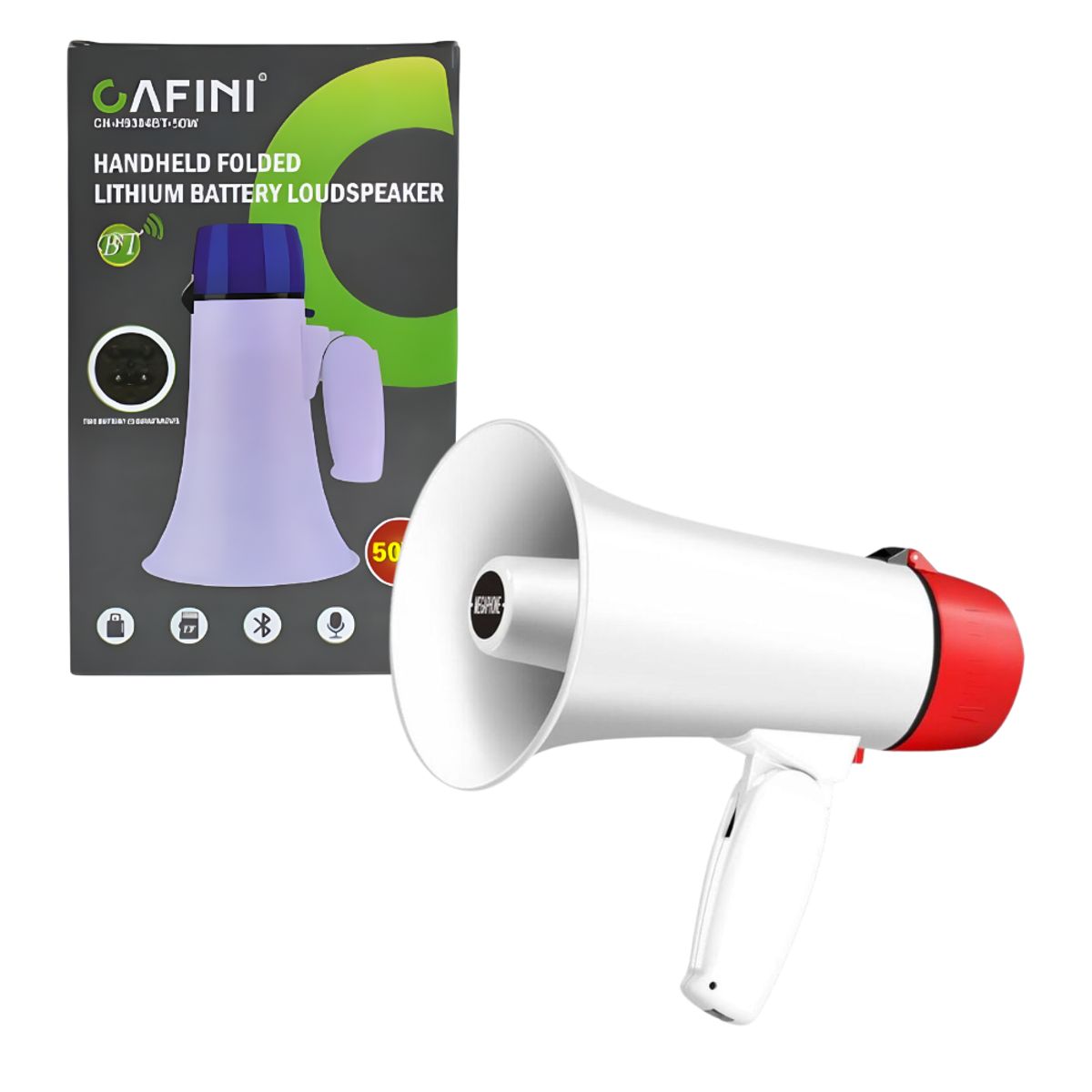 CAFINI - Megafono Bluetooth, USB, Grabación, Sirena Recargable 50W Cafini CN-H9304Bt