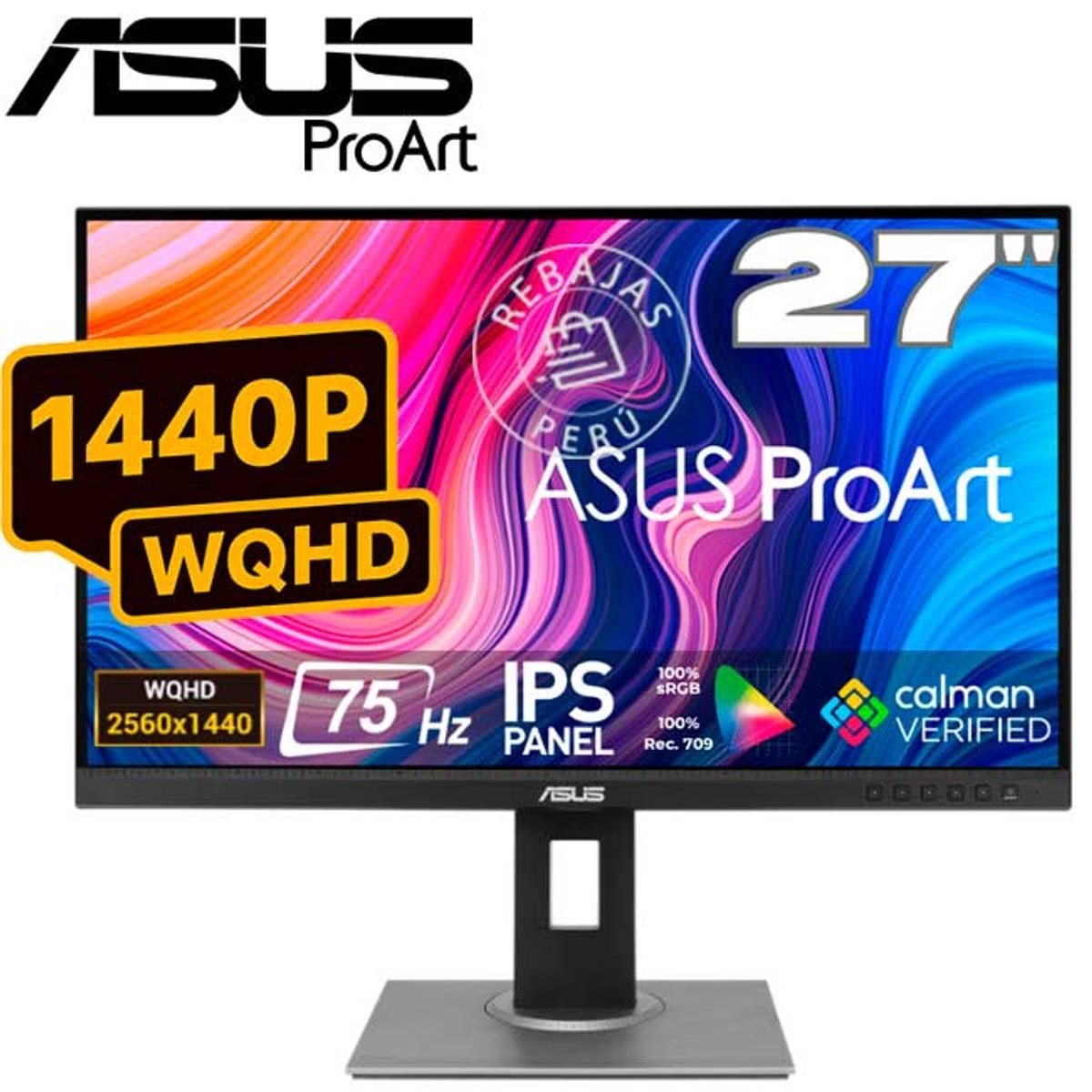 ASUS - Monitor Profesional ASUS ProArt Display PA278QV 27” WQHD IPS 75Hz 100% sRGB