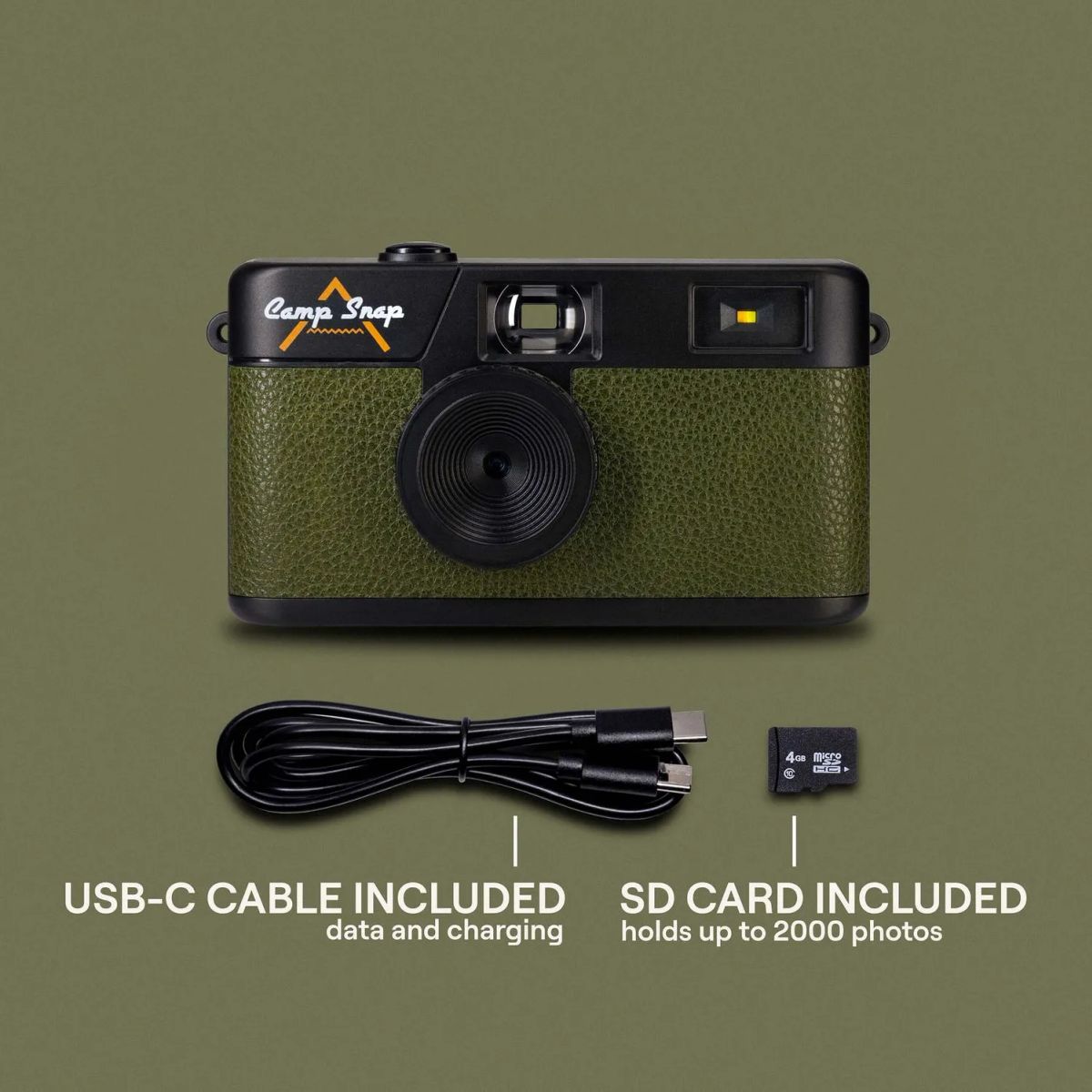 CAMPSNAP - Cámara CampSnap 8MP - - Estilo Vintage - 2000 Fotos - Recargable USB-C - Fácil de Usar