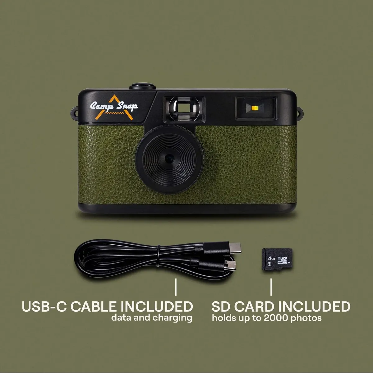 CAMPSNAP - Cámara CampSnap 8MP - - Estilo Vintage - 2000 Fotos - Recargable USB-C - Fácil de Usar