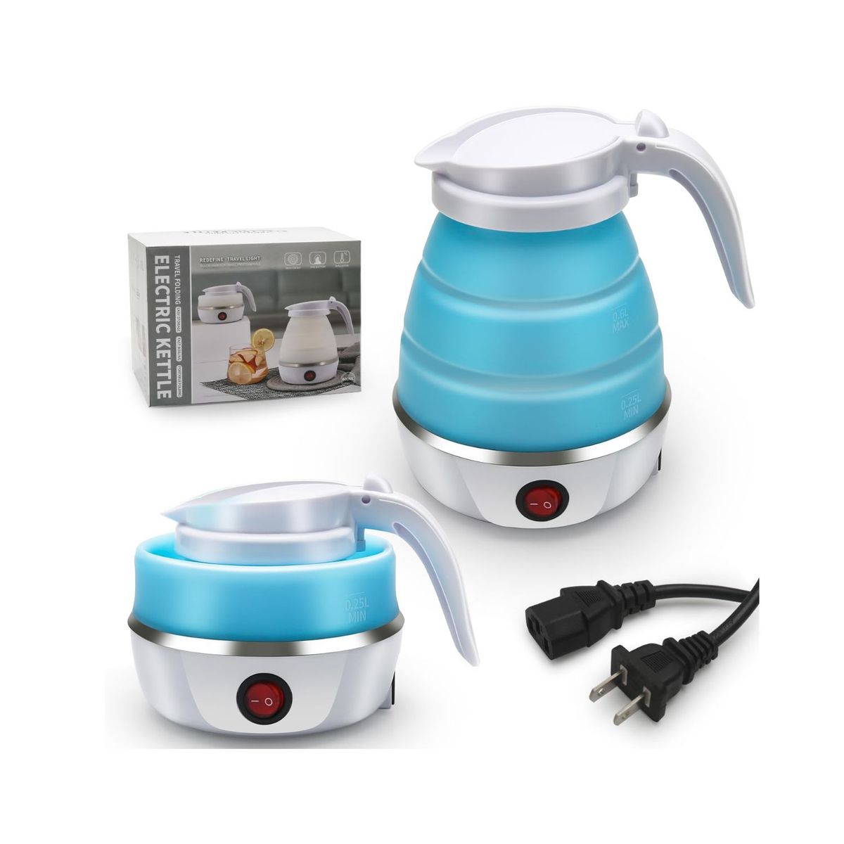 OEM - Hervidor De Agua  Eléctrico Plegable De Silicona 600ml - Celeste