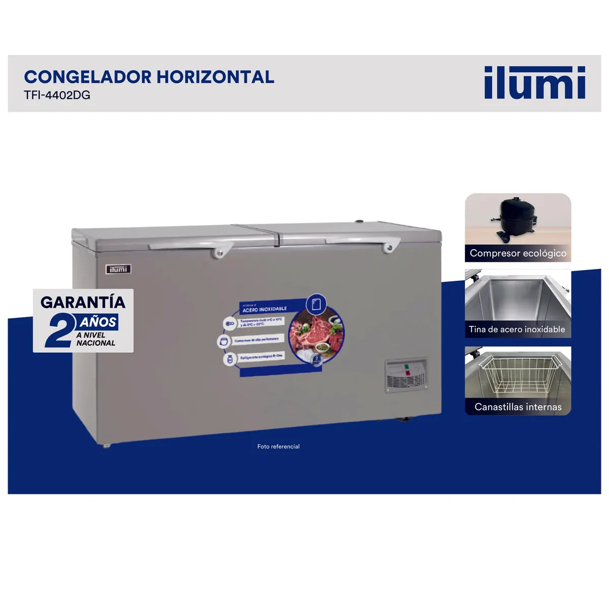 ILUMI - Congeladora Dual Ilumi 440 Litros TFI-4402 Gris