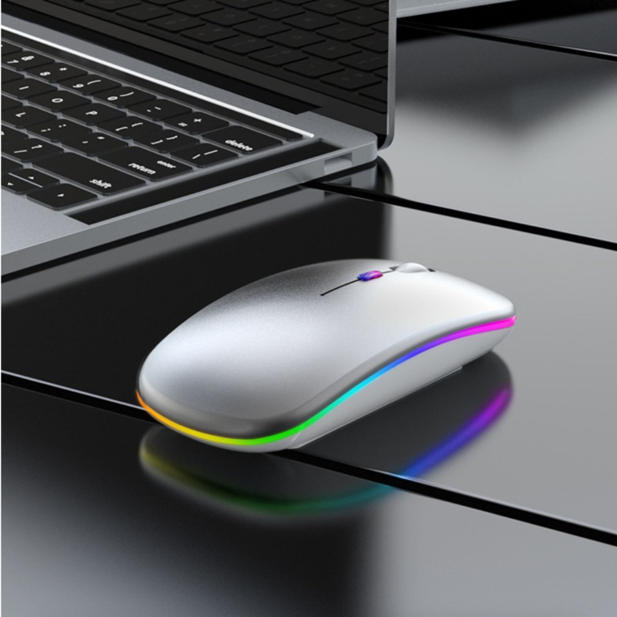 Mouse Inalámbrico Recargable Con Luces- Gris, marca GENERICO - Foto 2