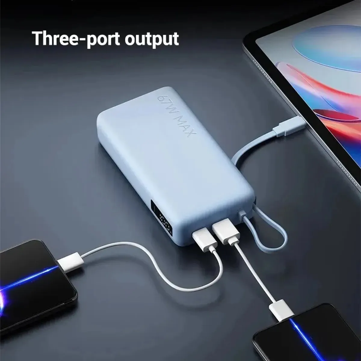 XIAOMI - Power Bank Xiaomi 67W 20000mha Cable Integrado Azul Hielo