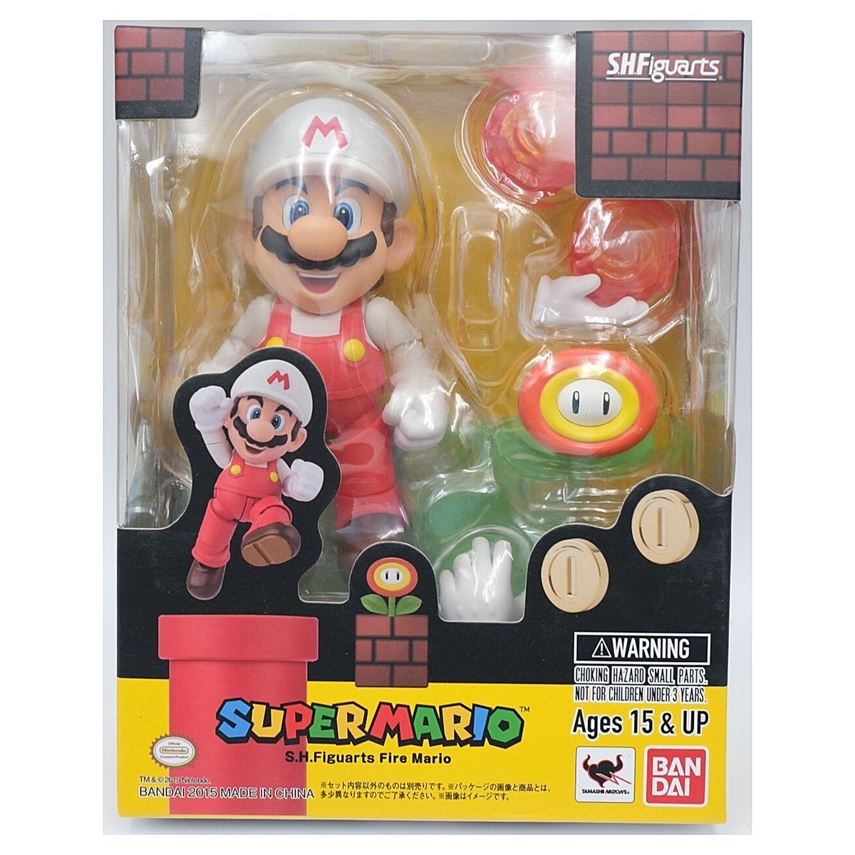 BANDAI - Figura Super Mario Bros Fire Galaxy SH Figuarts Fuego + Set D Accesorios