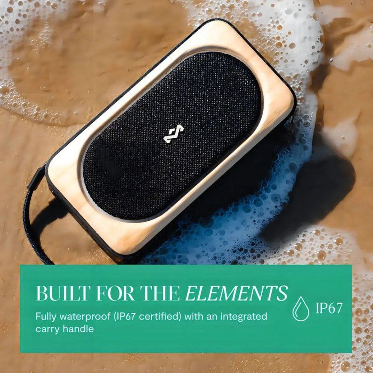 HOUSE OF MARLEY - Parlante Bluetooth Roots Solar con Panel Solar y Protección IP67 - Negro Signature