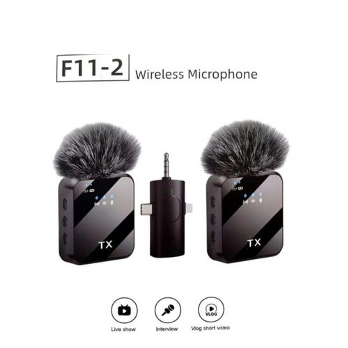 GENERICO - MICRÓFONOS INALÁMBRICOS SOLAPEROS RECARGABLES DUAL 3 EN 1 F11-2