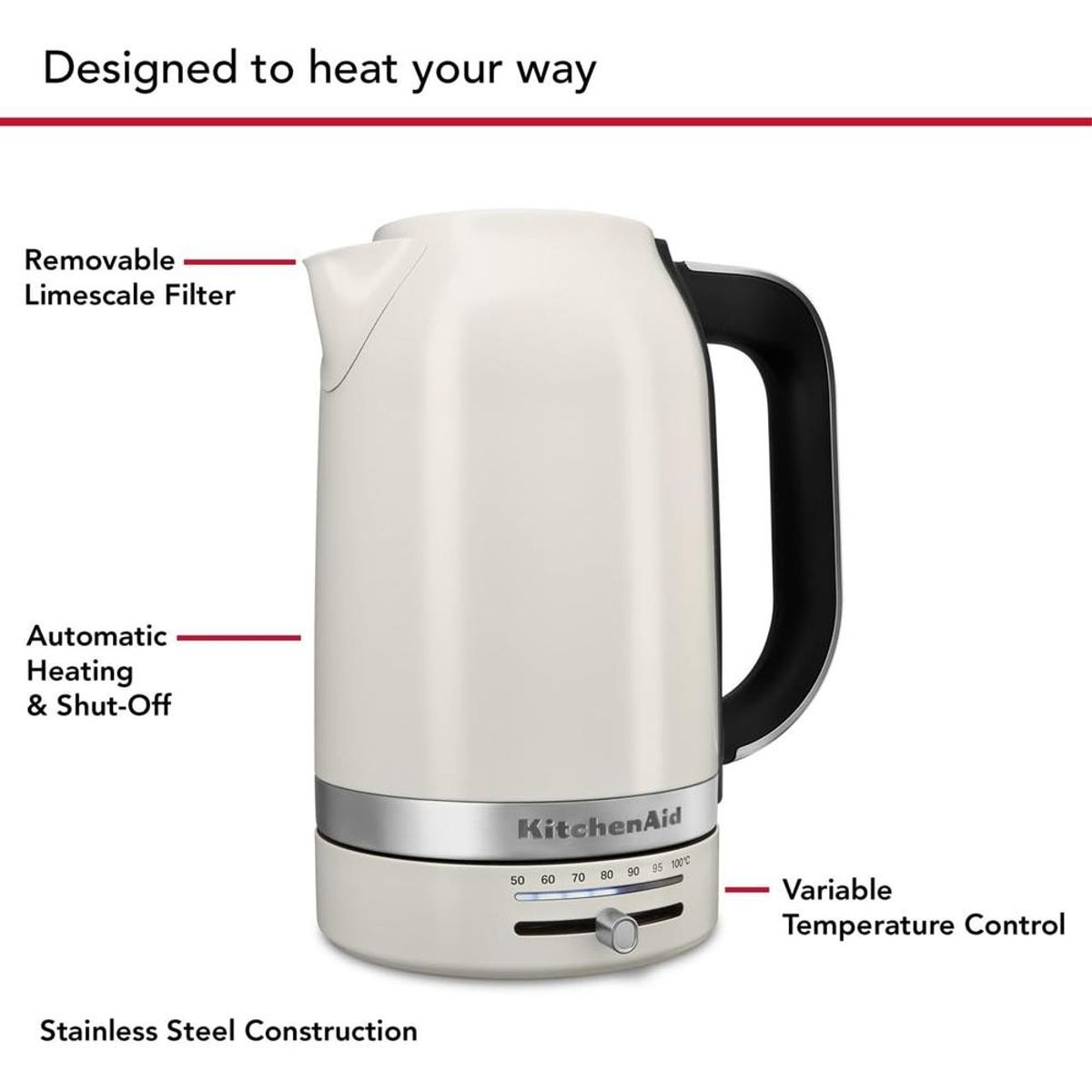 KITCHENAID - HERVIDOR ELÉCTRICO KITCHENAID 1.7 L CON CONTROL DE TEMPERATURA - BLANCO