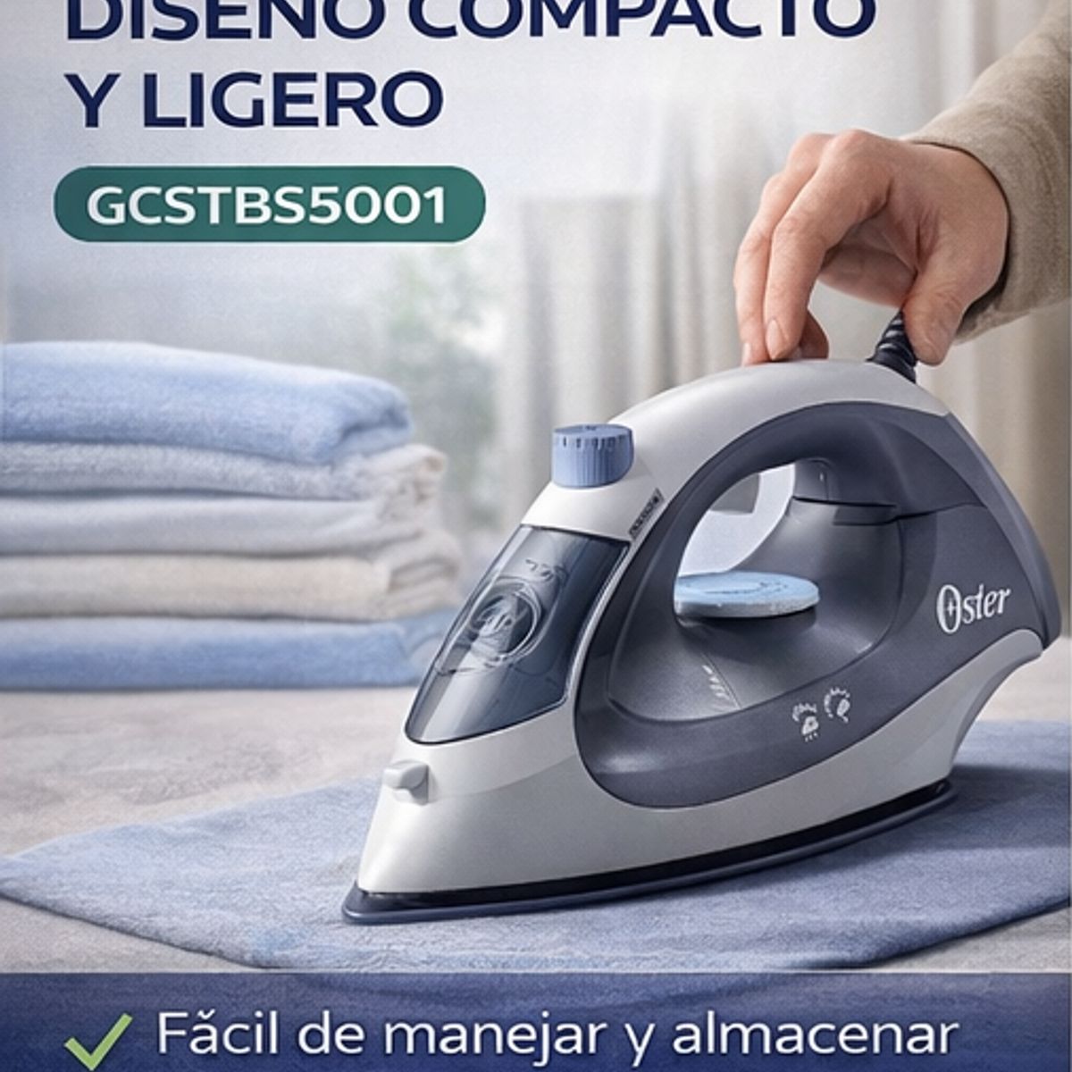 OSTER - Plancha a Vapor Oster GCSTBS5001 1400W Compacta Antiadherente con Control de Temperatura