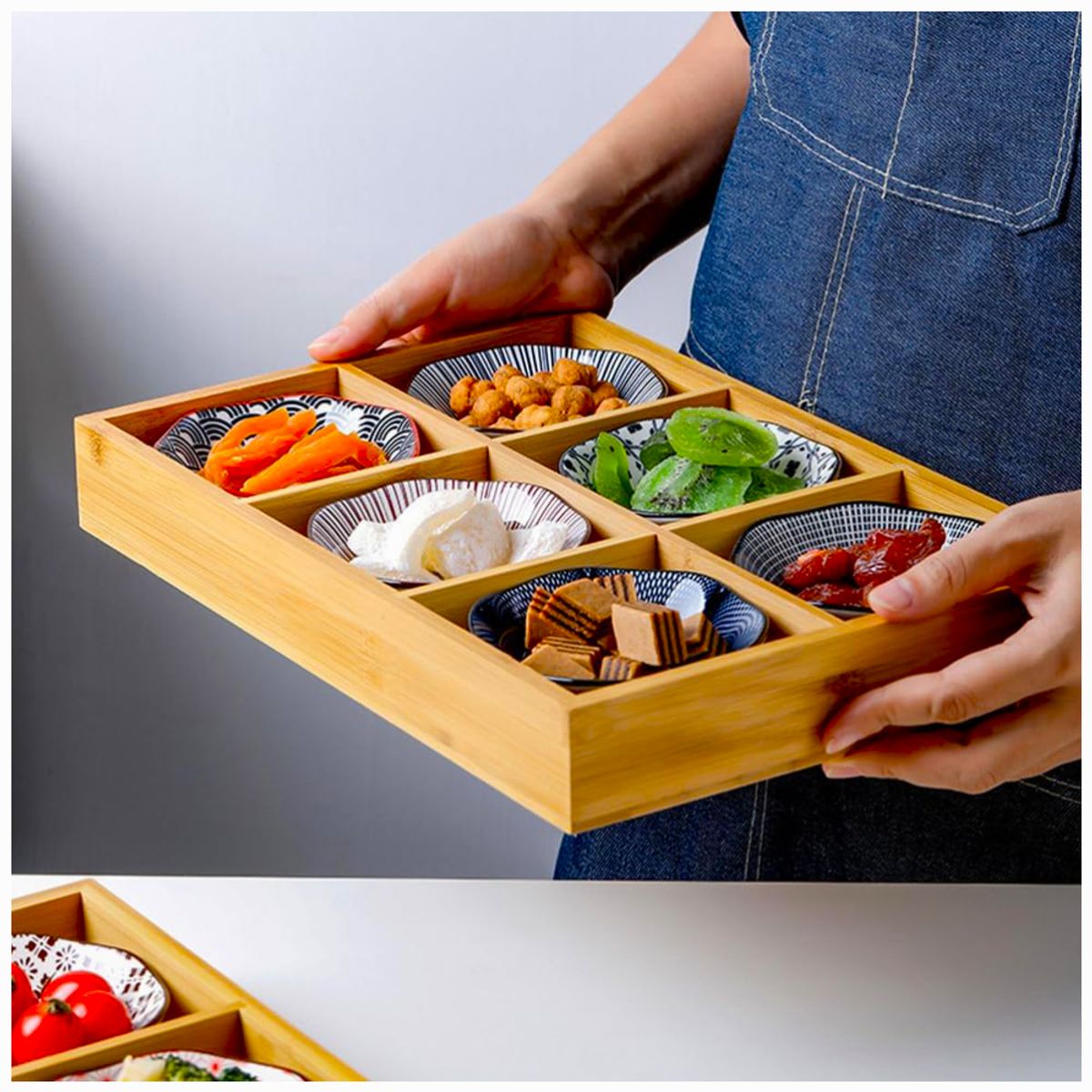GENERICO - Tabla de Aperitivo de Bambú con 6 divisones Elegante